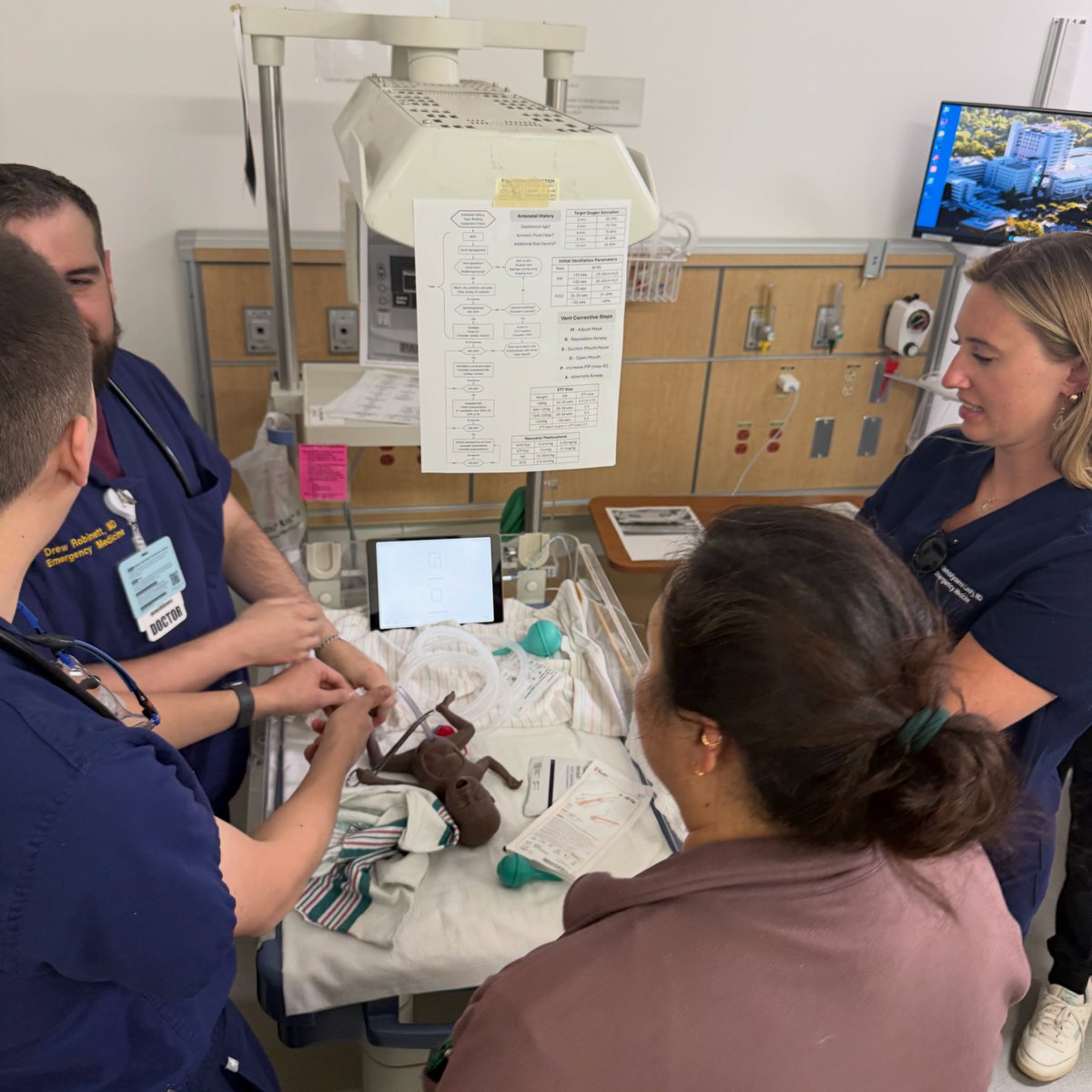 UCDavisSim's tweet photo. We recently enjoyed another Academic Forum in the #simulation center with our @UCDavisEM colleagues! Residents tested their skills around polytrauma and OB/neonatal resuscitation, as well as participated in mock oral boards. #MedEd https://t.co/sfQnbljjPp