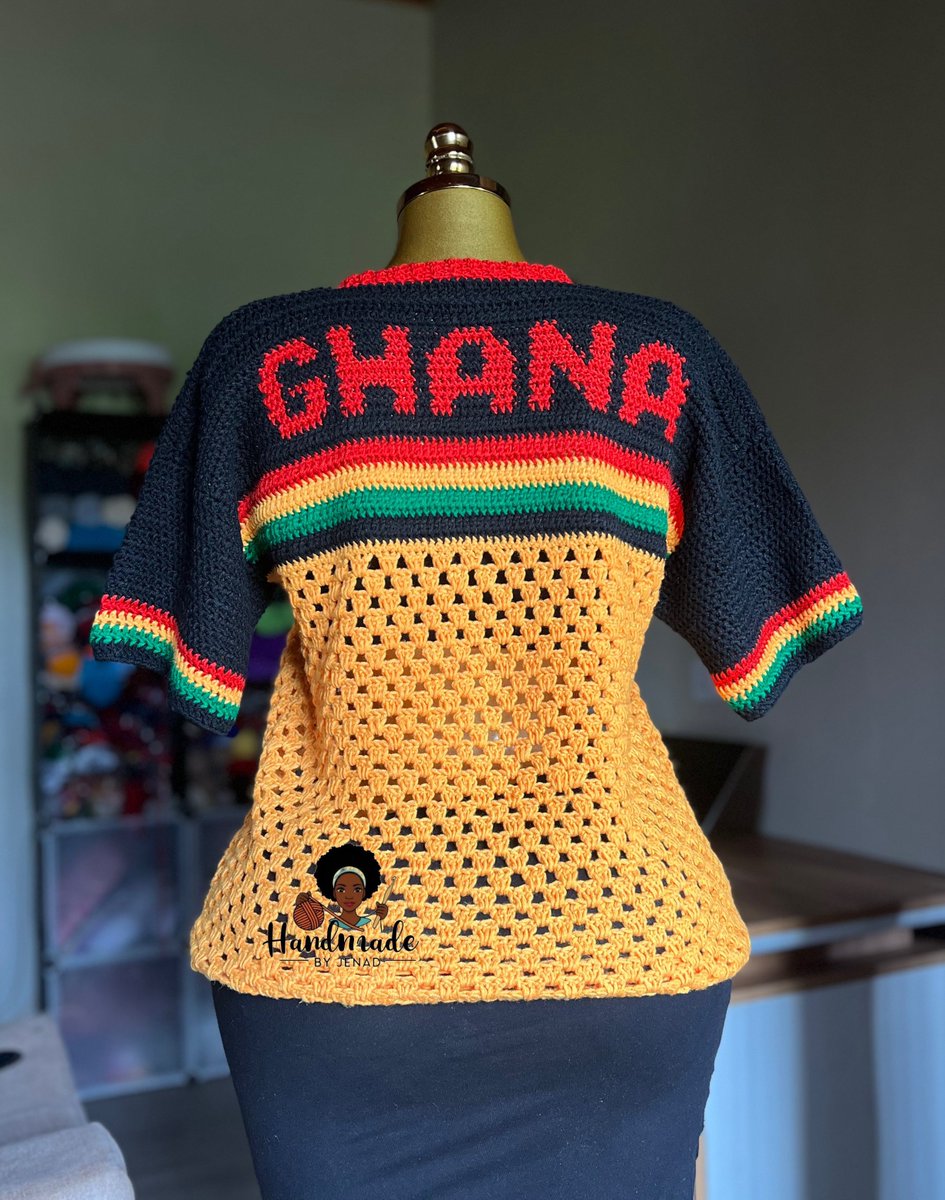 jenny_frimp's tweet photo. I crocheted a Ghana Jersey in 30 hours. Hello @FIFAWorldCup we’re coming for the trophy🇬🇭🧶❤️ https://t.co/EjcnkiEHzM