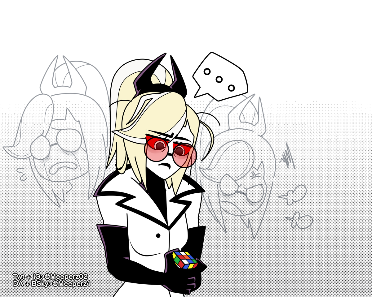 Meeperz02's tweet photo. Odette tired af and fidgety a rubik's cube

#HazbinHotelOdette https://t.co/aFqpy1RBL4