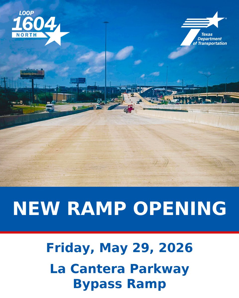 Cantera Loop 🚧 New ramp opening Friday, May 29 🚧 Drivers can now access a new bypass ...