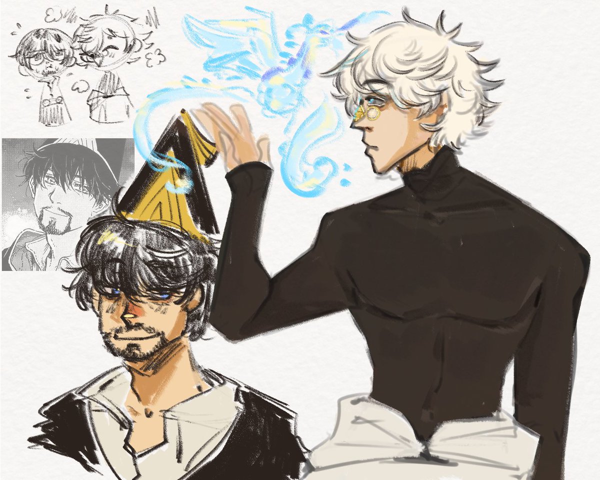 nepocho's tweet photo. Just some quick sketches of my favorites, Olruggio and Qifey! I didn't know what to draw, so I just started sketching them, and it was such a blast, muhahaha!

#witchhatatelier #Δ帽子 #orufrey #olruggio #qifrey #wha https://t.co/BSEvPwaJtb