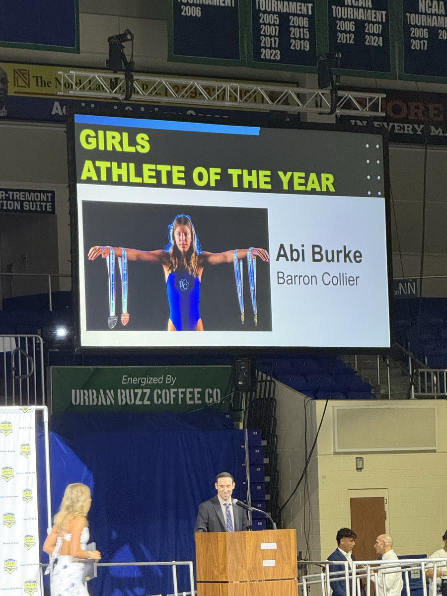 BarronCollier's tweet photo. Congrats to all of our student athletes who represented BC at the awards show last night!  @BchsAll @collierschools 
Abi Burke- swimming
Jack Ryan Donovan- golf
Kiera Partello- wrestling
William Freshwater- tennis 
Cherldine Paul- Track 
Abi Burke- female athlete of the year! https://t.co/My42UTmJ9S
