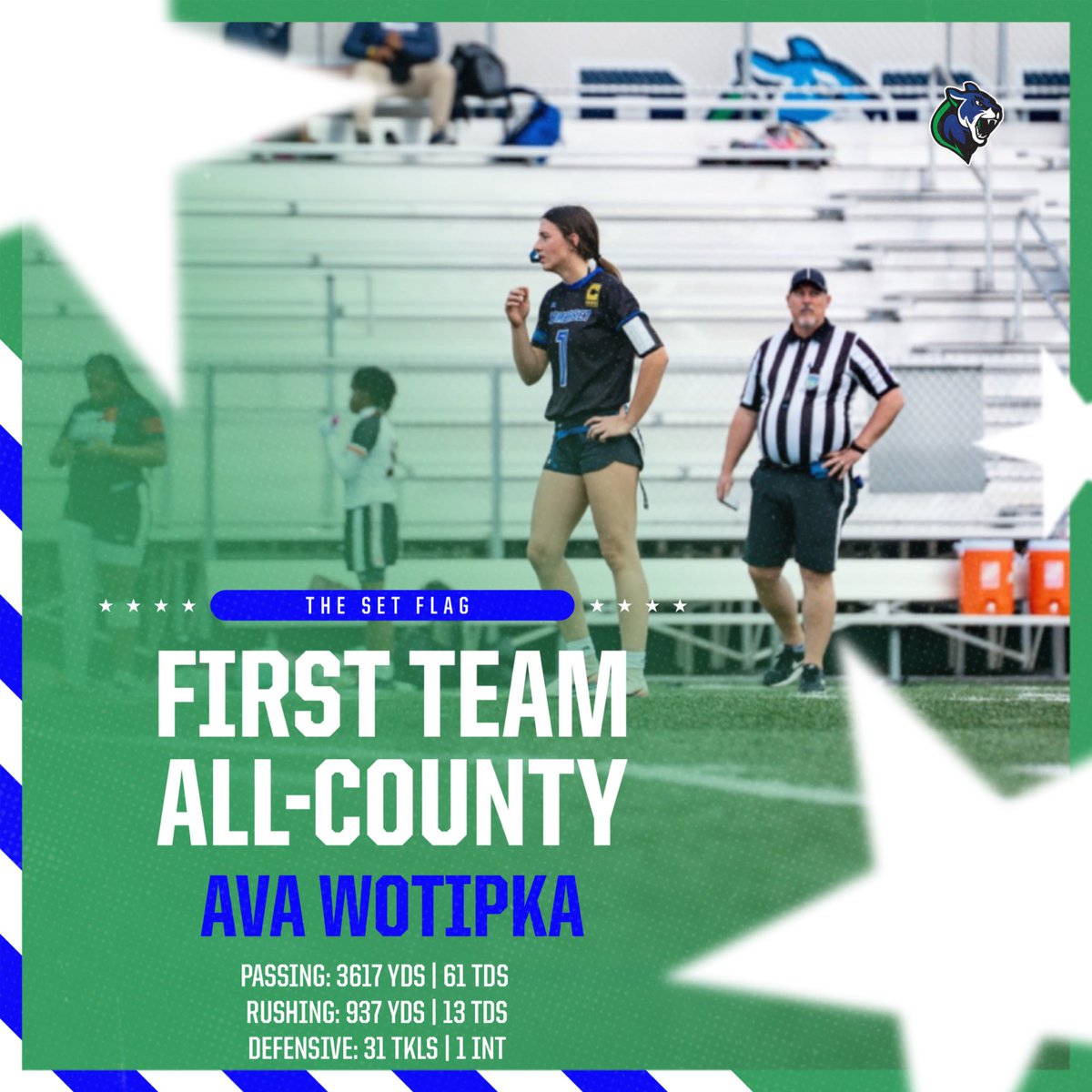 CougarsFlag's tweet photo. Congratulations to QB1 Ava Wotipka &amp; Avery “Big Play” DeMayo for being included in Palm Beach Post All County Honors‼️

First Team All County - Ava Wotipka 
2nd Team All County - Avery DeMayo

#AllCountyHonors #WeOutHere #Family
@CoachTinsley_SC @CoachQuincySC @CoachNickSC https://t.co/1JeePcDhX9