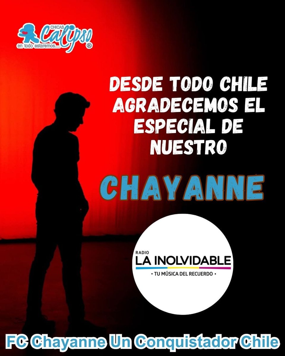 CLaaudyz's tweet photo. Gracias #Roxi por tan bello especial de nuestro querido @CHAYANNEMUSIC que nos regalo #RadioLaInolvidableFM siempre es una felicidad poder escuchar sus canciones, abrazos desde todo #Chile @CHICASDECALIPSO 💙💙💙🇨🇱🇨🇱🇨🇱💙💙💙🇨🇱🇨🇱🇨🇱 https://t.co/i6WYYPYKb4