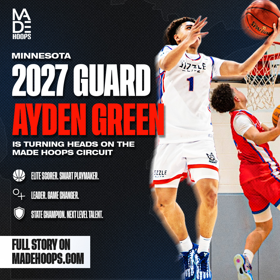 madehoops's tweet photo. Ayden Green is a name college coaches need to know 📈

The Sizzle Elite 2027 Guard has been one of the most consistent performers on the MADE Hoops Circuit this spring, producing at every stop.

Read the full story on the rising Minnesota standout now on MADE Society:

🔗 https://t.co/fOY0TNwbLu