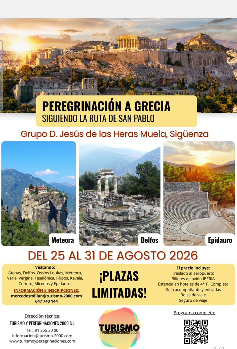 obsigu's tweet photo. ✈️ Amigos de la Catedral de Sigüenza organiza un viaje a Grecia del 25 al 31 de agosto siguiendo las huellas de San Pablo.
#Grecia #Sigüenza https://t.co/dQPFNbf8Ny