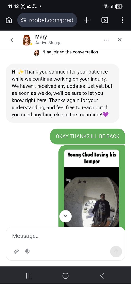 JesseGuap's tweet photo. roobet is straight scamming on there predictions markets by just not paying out lol. They have chat banned me for talking about it in chat so watch out for these shady guys 
call em Joobet lmao 
#roobet https://t.co/lmxIGfHQtb