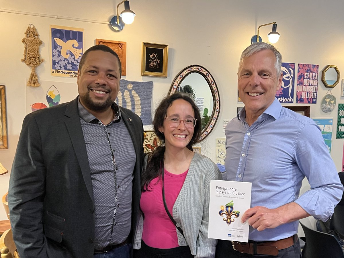 SFogaing's tweet photo. Ce mercredi, j'ai eu le plaisir d’animer le lancement du livre Entreprendre le pays du Québec de @GaCoulombe à Club Pays.

Nous avons eu droit à des allocutions de @NMarceauUQAM, Évelyne Beaudin, @20100vallee et Julie Guyot, qui réfléchissent eux aussi aux grands enjeux entourant l’avenir du Québec.

Dans son livre Entreprendre le pays du Québec, Gabriel Coulombe met en lumière les coûts réels du statu quo canadien ainsi que les gains liés à la pleine maîtrise de nos leviers économiques, budgétaires et politiques. Il nous aide à mieux comprendre comment l’indépendance est non seulement un projet national, mais aussi une décision rationnelle et avantageuse.

Ce livre constitue une contribution importante de Gabriel Coulombe à la société civile et au mouvement indépendantiste québécois, en offrant des outils de réflexion et de vulgarisation qui permettront à plusieurs de mieux s’approprier les arguments économiques en faveur d’un Québec pays. Cet essai s’adresse autant à ceux qui souhaitent mieux comprendre qu’à ceux qui cherchent à mieux convaincre.

Enfin, cet ouvrage contribue aussi à renverser le fardeau de la preuve: qu’a encore le Canada à offrir au Québec en 2026? Le Québec n’a plus aucun avenir financier, culturel ou linguistique au sein du Canada. ⚜️