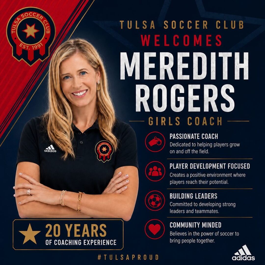 TulsaSC's tweet photo. Please join us in welcoming Meredith Rogers to the Tulsa SC Girls Program.

With 20 years of coaching experience, Meredith brings a strong passion for player development, leadership, and creating a positive environment for young athletes to grow both on … https://t.co/XFD7z7ewi0 https://t.co/3m5ISvQLj8