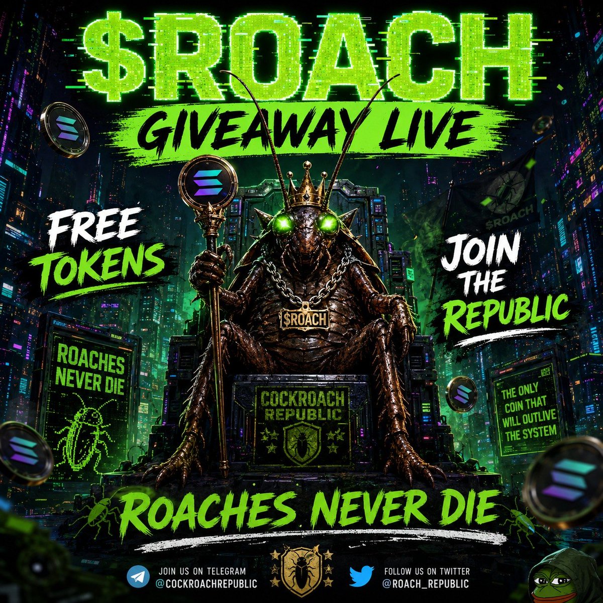 RoachRepublicc's tweet photo. 🪳🔥 $ROACH GIVEAWAY ALERT 🔥🪳

The Republic is rewarding real supporters.

🎁 FREE $ROACH TOKENS
⚡ Holder Rewards
🚀 Community Benefits

✅ Hold $ROACH
✅ Complete the form

CA :- 7nVMWsE2QJijPz13nwTNRvxB9Un2hV3hn1NxE4hMpump

📝 APPLY HERE:
:https://t.co/AHP5dQmDtH

#Crypto https://t.co/ol44YCz8fo