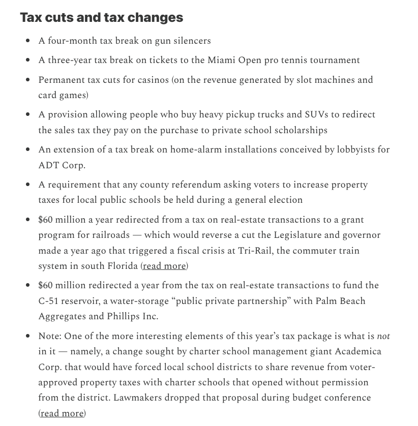 Jason_Garcia's tweet photo. A tour of Florida's ~$115 billion state budget in four screenshots. 

State lawmakers will vote on it all tomorrow. 

More details + links at Seeking Rents. https://t.co/sXKmlFKEUe