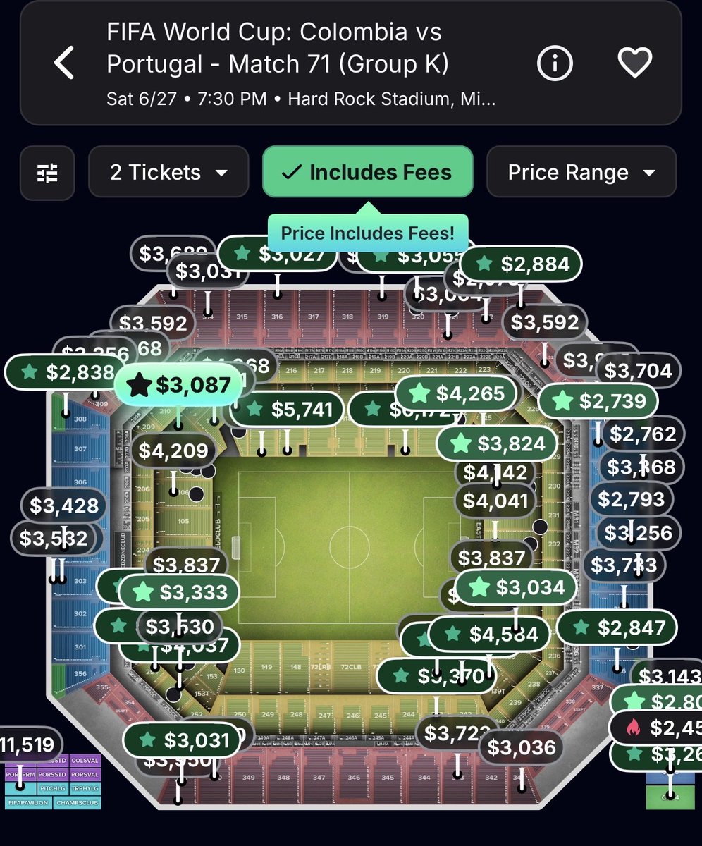erikkadler's tweet photo. @grantstern Take a look at the prices in Miami for one ticket https://t.co/bYV1Wnjdix