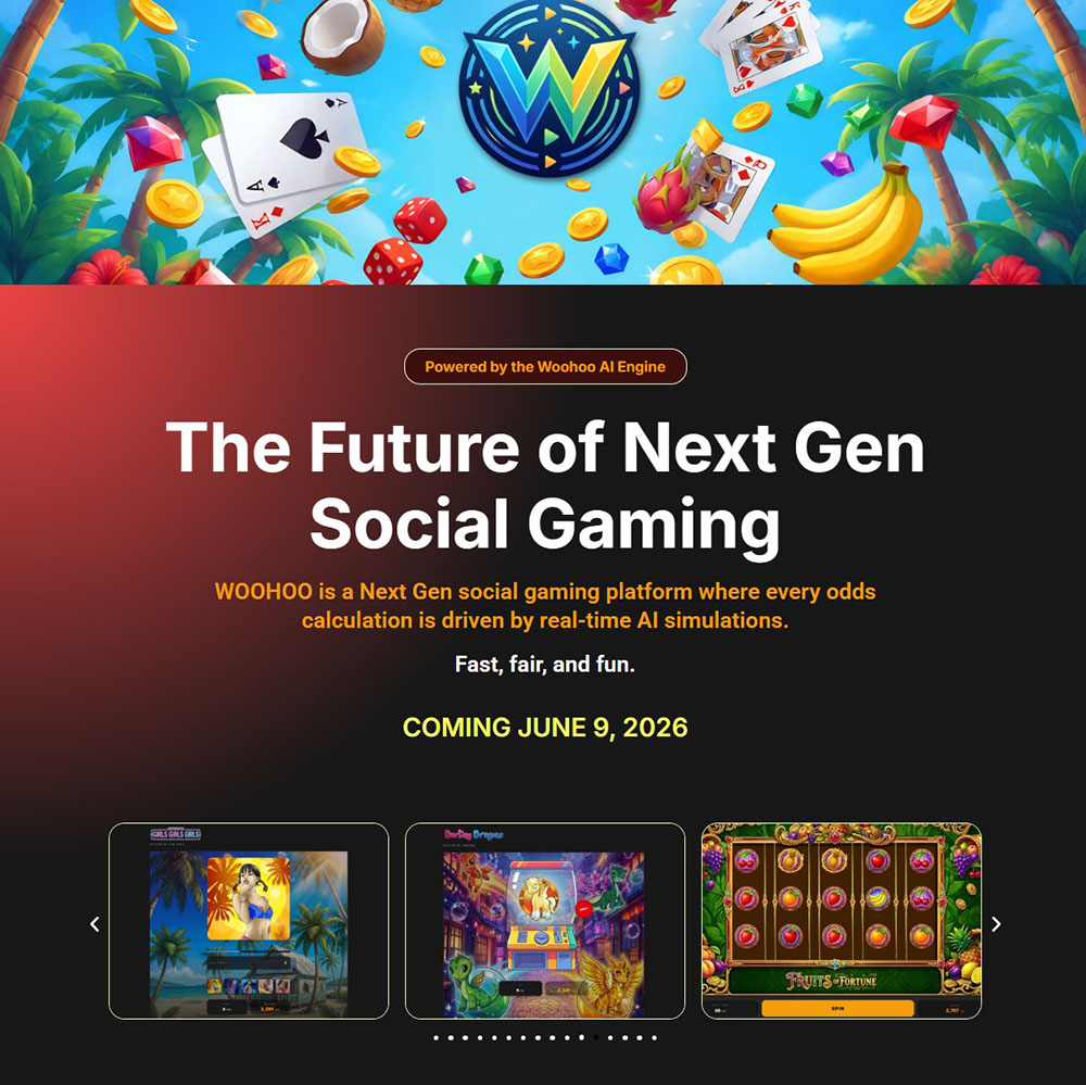 vg_agent's tweet photo. Today we deployed the finished Woohoo app to our final production cloud hosting. There is new coming soon page active till launch.
Sign-up and get 300 credits on June 9, 2026: https://t.co/rzeM5ZiP51

🎉🎉🎉
#ai #gacha #casino #anime #aiagents #app #poker #agents #igaming #gaming https://t.co/E2Cn3bvsbq