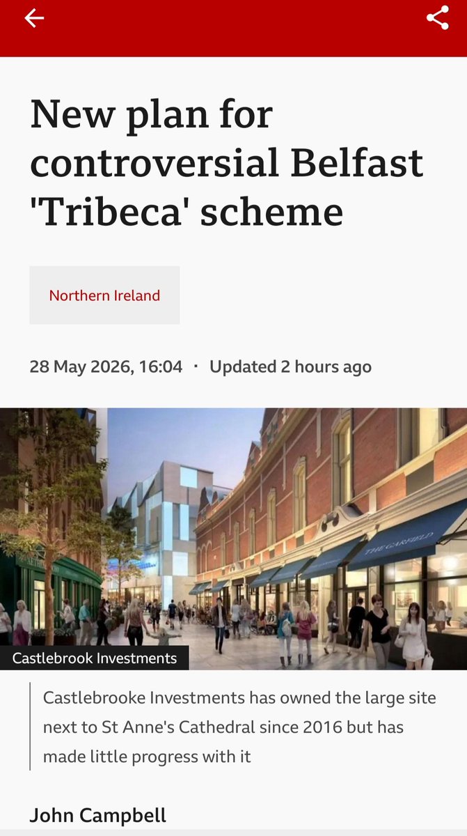 SaveCQBelfast's tweet photo. TL:DR:
-  Castlebrooke has submitted a new pre-application planning notice proposing 1,000 new homes &amp; two hotels.
-  The Tribeca name has also been dropped.
-  It will hold an in-person public consultation event on 30 June and 1 July at the Masonic Hall on Rosemary Street.
1/2 https://t.co/MvKQDmBFjs