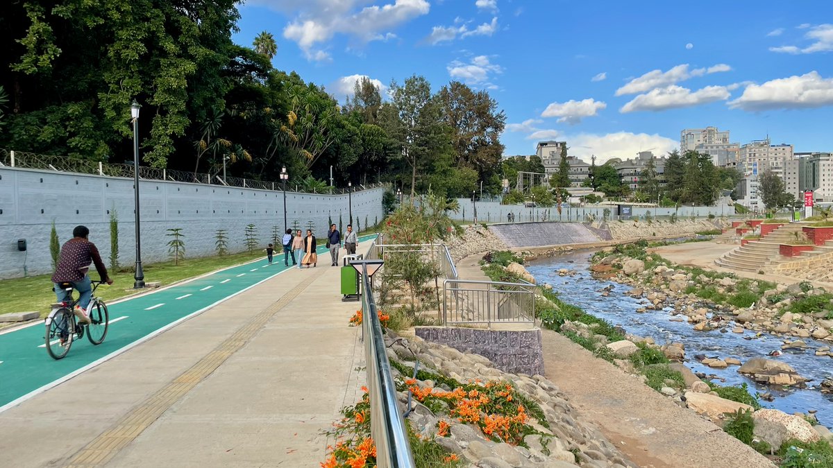 chriskost's tweet photo. It's wonderful to see the Riverside Project taking shape in Addis Ababa.

This greenway corridor introduces child friendly public spaces and a continuous cycle path linking the Bole, Churchill, and Piassa areas. https://t.co/9U9TjgJoqH
