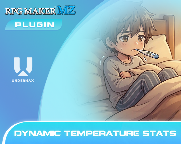 UndermaxPlugins's tweet photo. Plugin of the Day: Dynamic Temperature Stats for RPG Maker MZ 

Give your players the thrill of real environmental survival! Temperature now dynamically affects character stats and performance in hot deserts, freezing mountains, and more. 🔥❄️

>Why use it?
Dynamic Temperature Tracking: Each character's body temperature automatically changes based on the map and weather conditions.
Hot & Cold Status Effects: Apply meaningful penalties (or bonuses) when temperature extremes are reached — strategy matters!
Visual Menu Display: Clear color-coded temperature indicators right in the party menu for quick monitoring.
Immersion & Depth: Turn every region into a living challenge that rewards smart preparation with equipment, items, or shelter.

Stop building static worlds and start creating environments that truly impact gameplay and player decisions! 🌍

Check it out here: 🔗 https://t.co/oWI0Er7pB7

#RPGMaker #RPGツクールMZ #RPGMakerMZ #IndieDev #GameDev #GamedevPlugins #Undermax