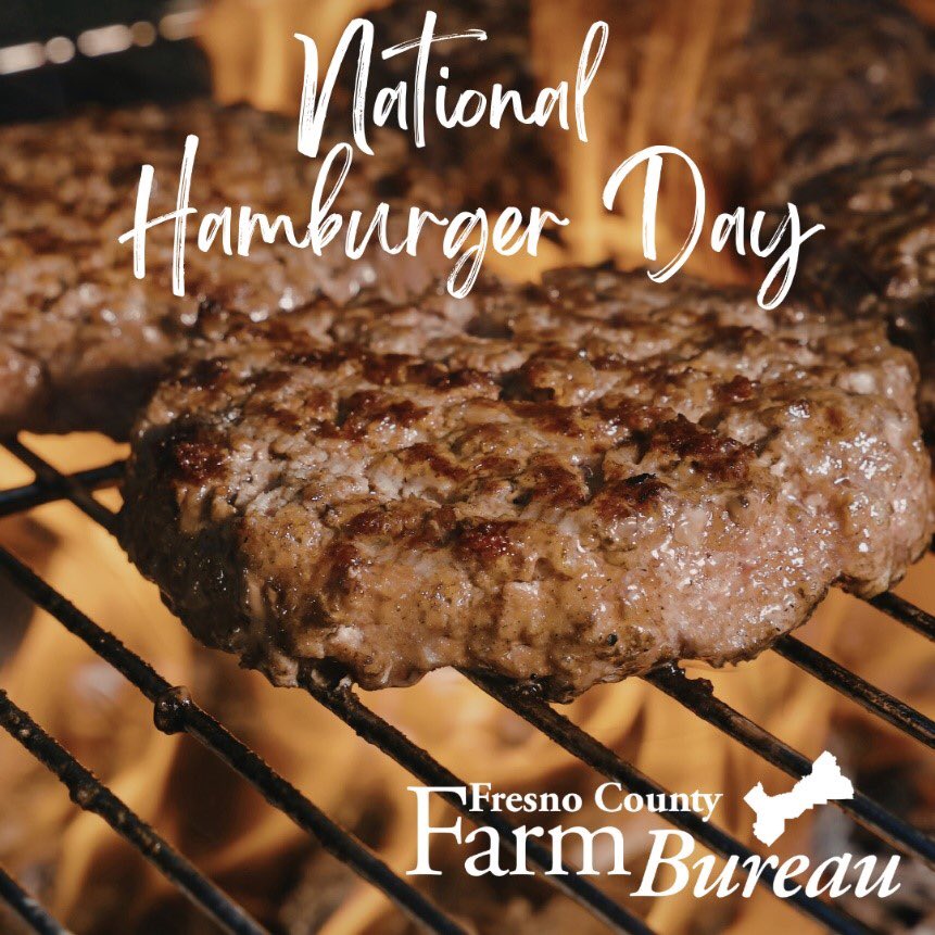 fcfb_ag's tweet photo. Happy #NationalHamburgerDay! Today, we celebrate all our #cattle #ranchers who contribute to the #beef industry. 🍔 #FCFB #CAGrown https://t.co/lv9EAHXYfC
