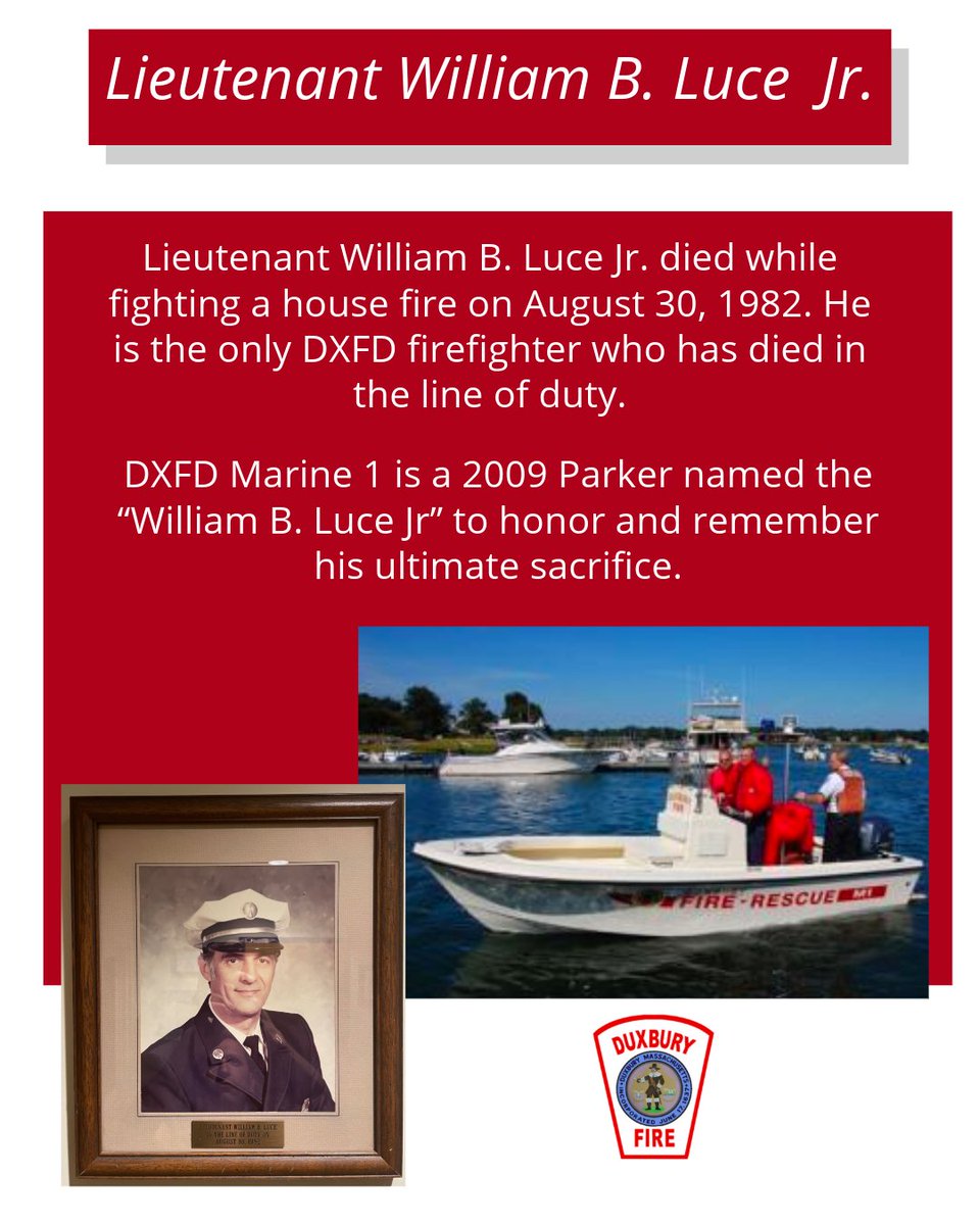 DXFD_PIO's tweet photo. DXFD Marine 1 is a 2009 Parker named the “William B. Luce Jr” to honor and remember Lieutenant William B. Luce Jr. and his ultimate sacrifice. ⁠
⁠
#DXFD #DXFDhistory #FallenFirefighter https://t.co/qwbO9R6TJV