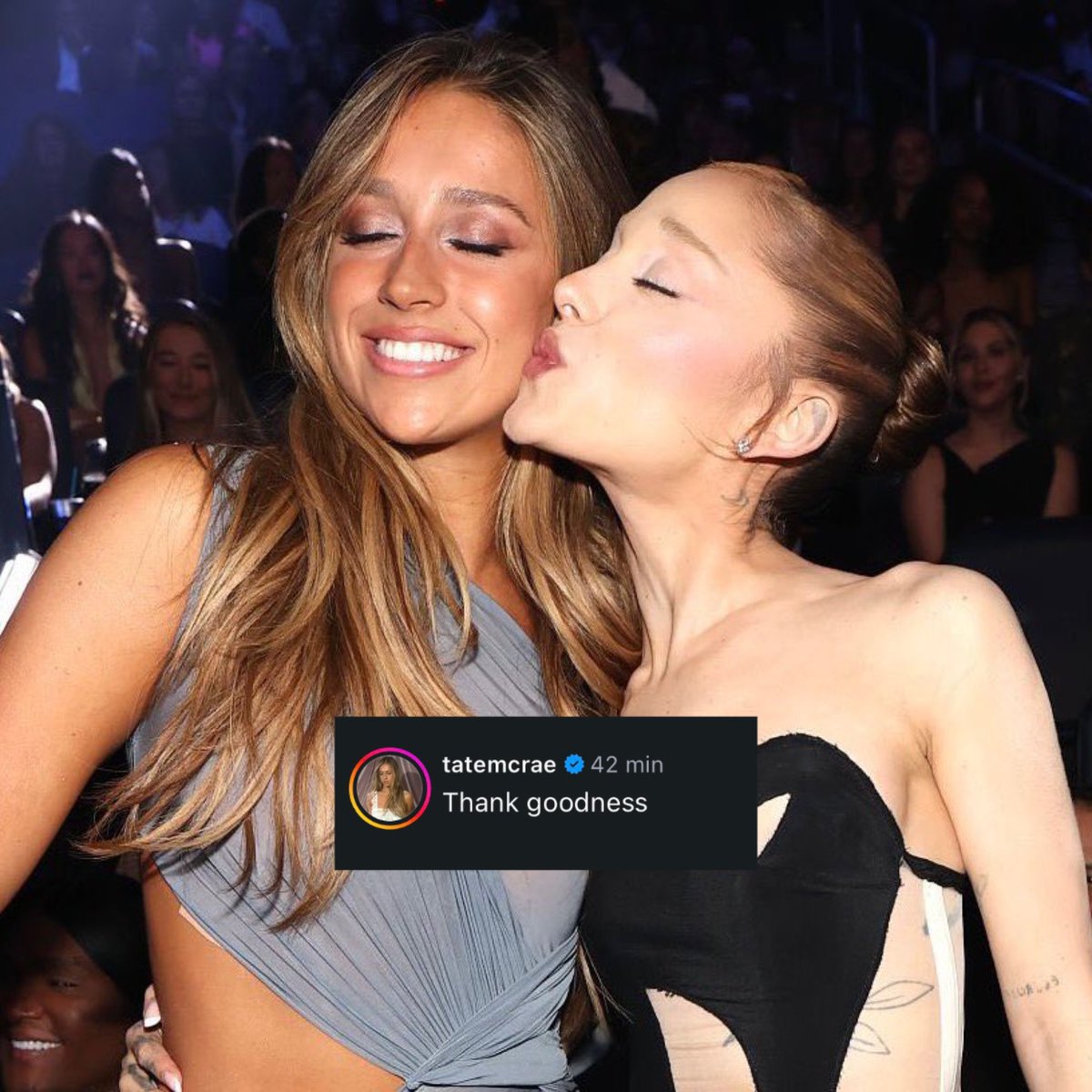 infoari's tweet photo. RAINHA: Tate Mcrae comenta publicação de Ariana Grande sobre o lançamento de “hate that i made you love me” hoje à noite:

— “Graças a Deus” https://t.co/oFV3lLY4Vs