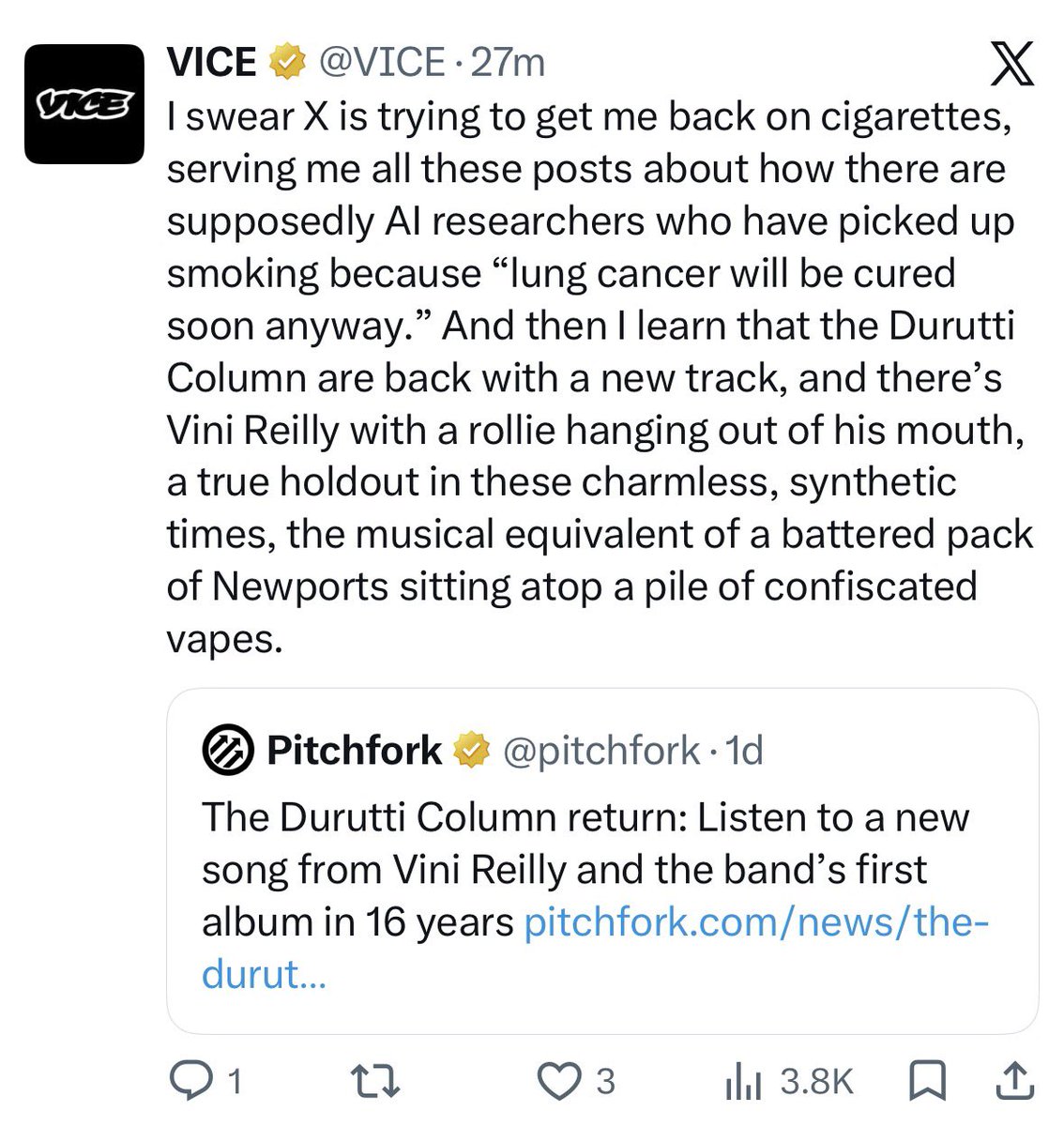 p_lyons_'s tweet photo. the current media landscape is weird bc i have no idea who operates vice now and they are tweeting rambling, unhinged paragraphs to 1.8 million followers https://t.co/y0nC4xQVuU