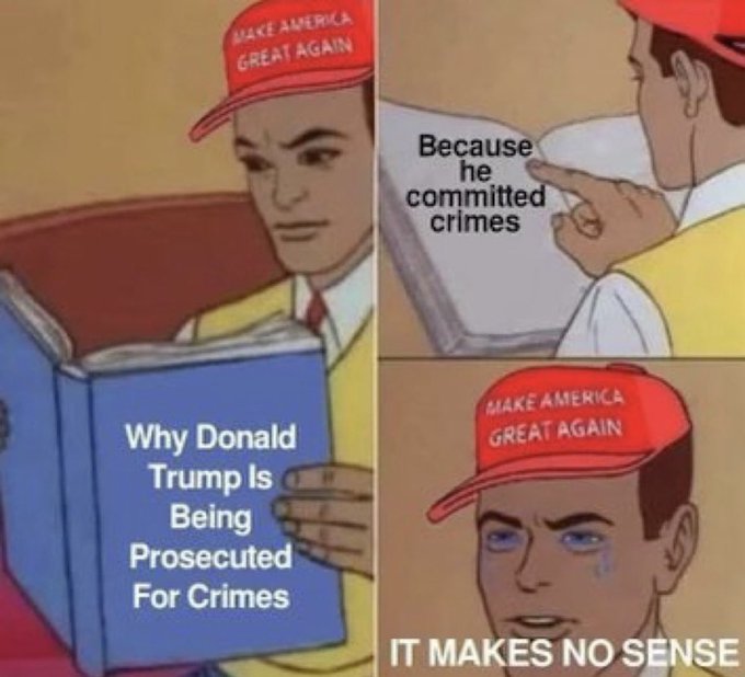 wickedned's tweet photo. @CoastReports Another goober that couldn't care less about what's observably true.

Trump has earned every single indictment he's gotten, because he's a life-long criminal. It's why you like him! https://t.co/roPVn3sxFV