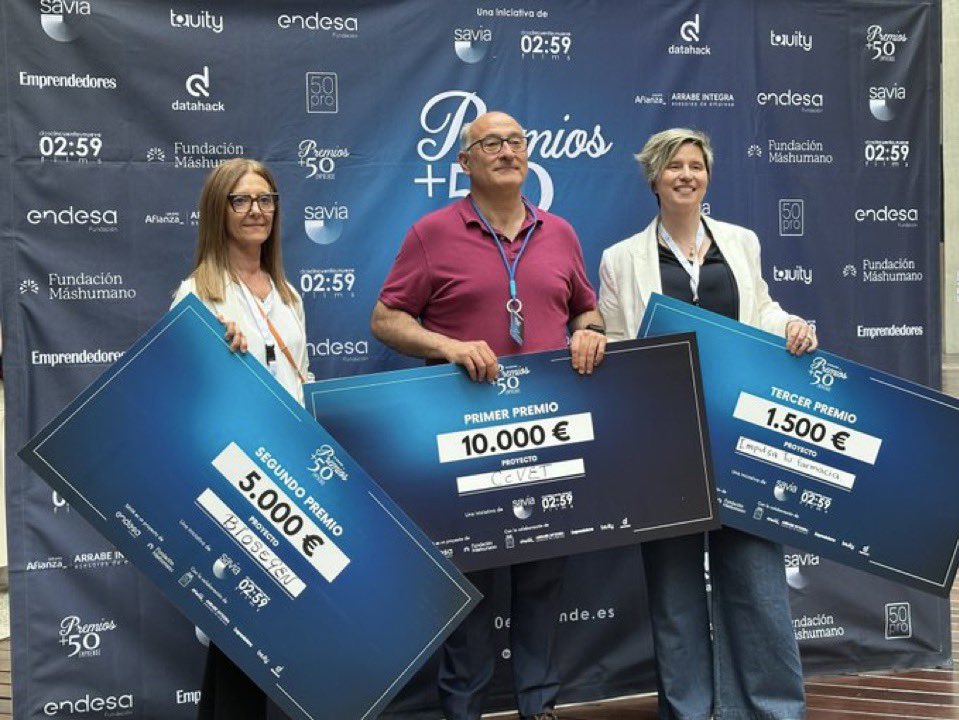 50Premios's tweet photo. ¡Ya conocemos a los ganadores de la categoría general de la VII edición de @50Premios! 

🥇 @ccvet_es de Manuel Fernández
🥇 BioseGen de Cristina Fransi
🥇 @ImpulsaFarmacia de Mª Carmen Sáez

¡ENHORABUENA! 👏 Gracias por impulsar nuevas ideas a través del emprendimiento sénior. https://t.co/XV17kXOjSG