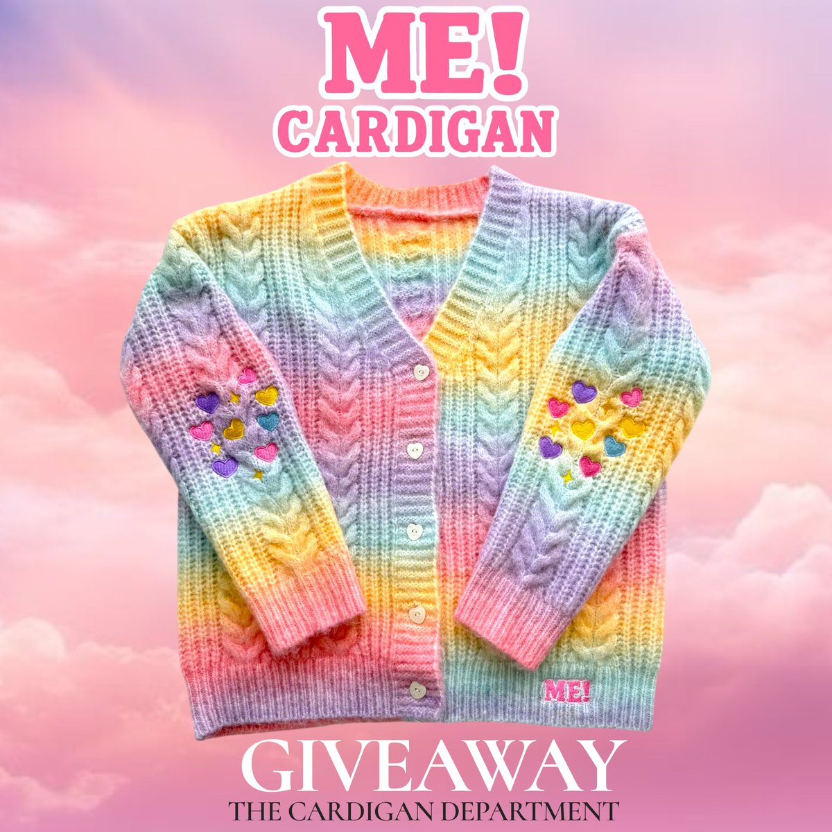TCD_INT's tweet photo. 🌈✨ ME! CARDIGAN GIVEAWAY ✨🌈

Win a Limited Edition ME! Cardigan 💖

To enter:
✨ Follow us 
✨ Like and repost
✨ Tag a friend (unlimited entries)

🌍 Open worldwide
📅 Ends 5 June, 11:59 PM GMT

Shop now: https://t.co/osLefdV6Dj https://t.co/qzBb94lvGq