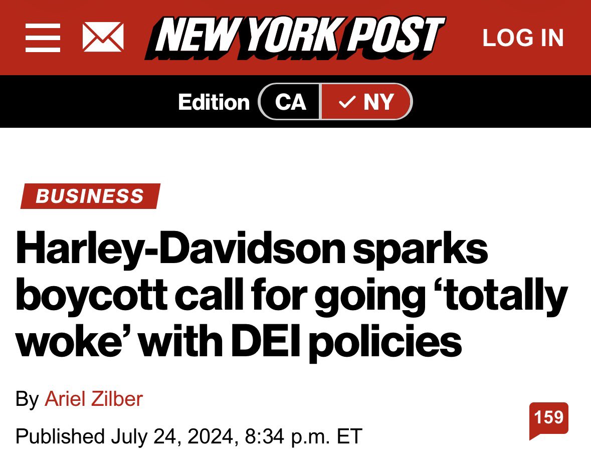 Rothmus's tweet photo. This is exactly what happens when you go woke. 

I remember @robbystarbuck did a great job exposing Harley-Davidson a couple of years ago. 

The simple truth is you can walk back the DEI programs, stop sponsoring those ‘family-friendly’ LGBT events that kids show up to, and bend the knee to the mob, but people remember. 

It’ll take years for the brand to live it down, if they ever do.