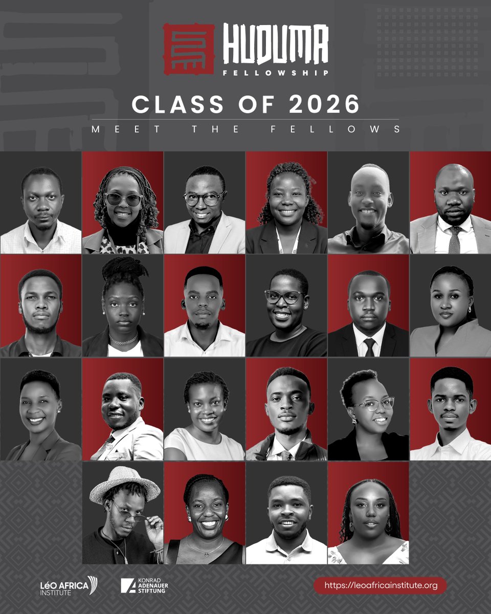 LeoAfricaInst's tweet photo. 🥁🥁🥁

We’re thrilled to announce the 2026 cohort of the Huduma Fellowship! 🎉🇺🇬

Meet our 22 incredible fellows, each with a unique background across different career paths in Uganda’s public sector. 

Tomorrow, these distinguished Ugandans will hold their first leadership seminar.

They represent our unwavering commitment to building leaders of consequence, individuals who will lead with ethics, values, and a deep sense of service to build a better Uganda. 

Today, they join a growing network of transformative leaders we’ve been weaving together for over a decade. 

📜 “Huduma” is Kiswahili for public service—and these fellows truly embody it.

Welcome to the network, Huduma Fellows of 2026!  #HudumaFellowship #PublicService #Leadership #Uganda

@KasUganda