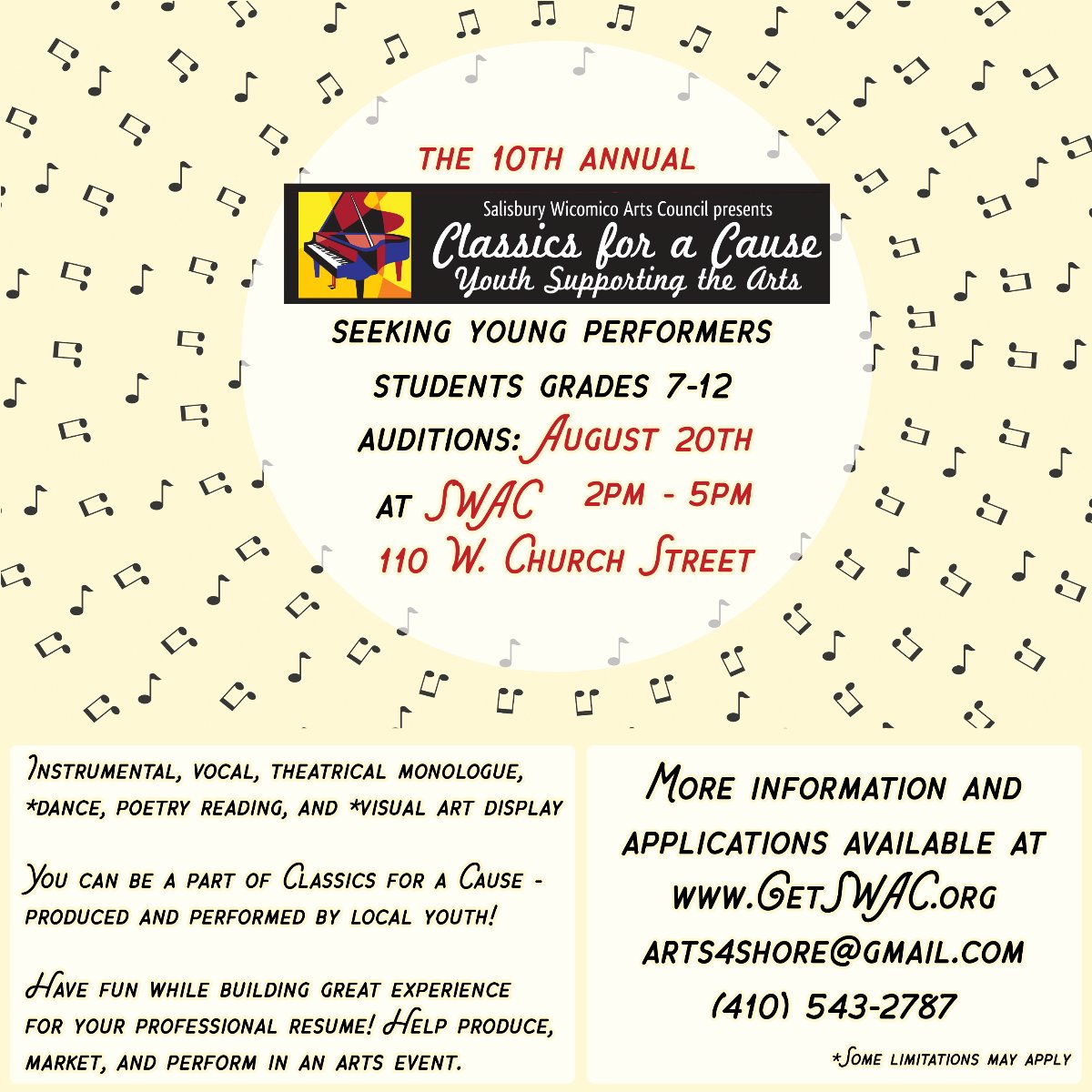 SWAC_MD's tweet photo. CALLING ALL YOUNG PERFORMERS! - https://t.co/kSt9pk7prU https://t.co/em5PXlOdfQ
