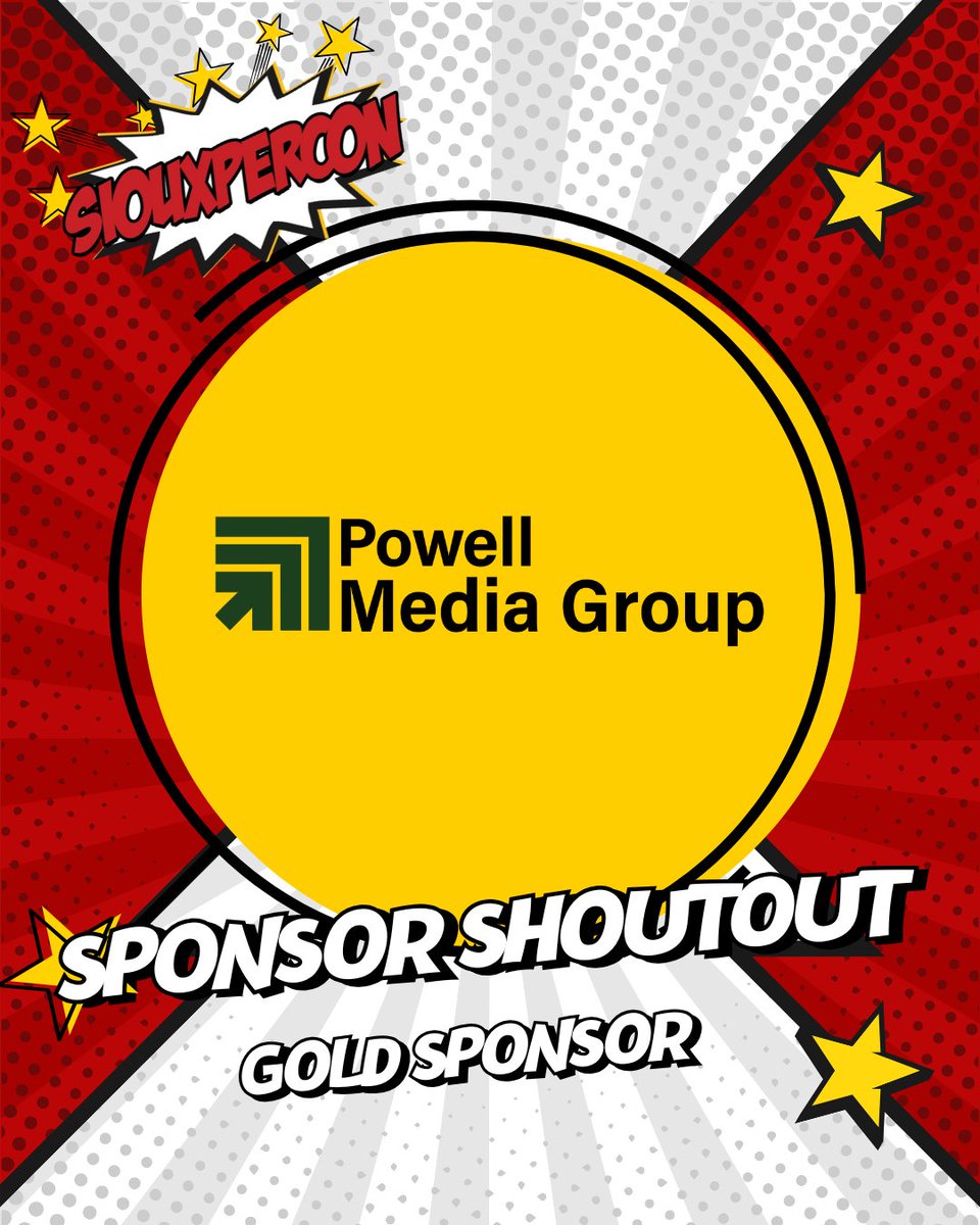 SiouxperCon's tweet photo. Thrilled to announce Powell Media Group is joining in as a 2026 Gold sponsor for SiouxperCon! https://t.co/1kWsADO1BO