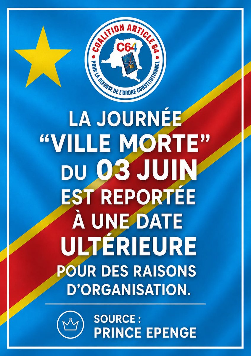 BajikilaJosuez's tweet photo. Opposition ya pete🥰
Le 3 juin, nous allons vaquer normalement à nos activités, sans aucun problème. Nous n’avons pas besoin d’une ville morte pour faire entendre notre voix.
@DSESANGA @Mapon_Matata @JKabilaKabange1 @MarleyVuvu @moise_katumbi @central_sage @PatrickMuyaya @Cetene_ https://t.co/Pwhpq8IN06