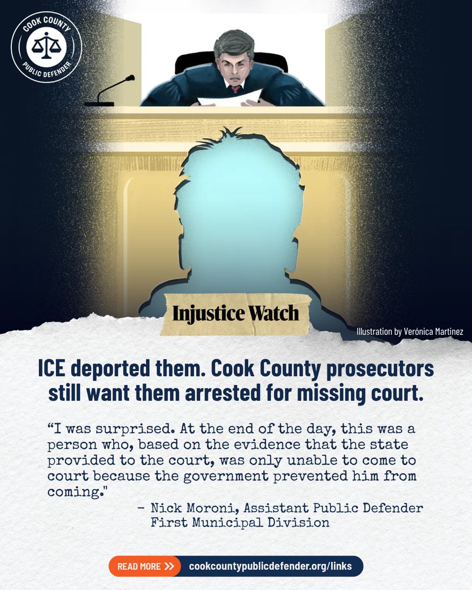 CookCoDefender's tweet photo. Our clients who are detained by ICE or deported cannot control if they can access court hearings. Now these clients are subject to warrants for "failure to appear." Warrants effect their opportunities to reunite w/family and access other legal remedies.  
https://t.co/nhWmlEiBiQ https://t.co/xaldm1RPQI