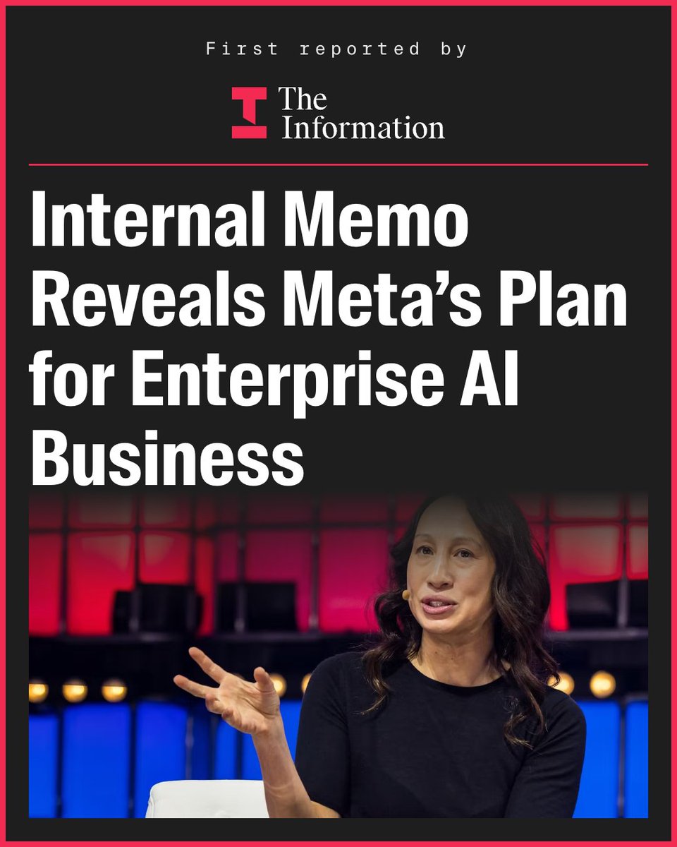 theinformation's tweet photo. Exclusive: Meta is launching a new Enterprise Solutions unit to embed engineers and product managers with corporate customers. 

The move comes as Meta seeks to justify the company’s massive spending on AI infrastructure to investors.

Read more: https://t.co/Sa0O8hhp1i https://t.co/ZzBwDafhRl
