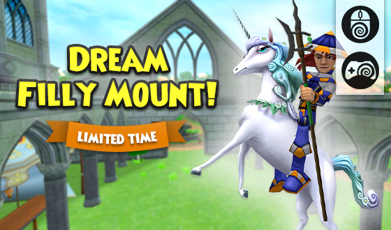 Wizard101's tweet photo. Stay magical! 🦄

Now through Sunday, May 31st, you can get the Dream Filly Mount in the PC and Console Crown Shop. Don’t miss out on this dreamy unicorn! #Wizard101 https://t.co/J8uftlT9By