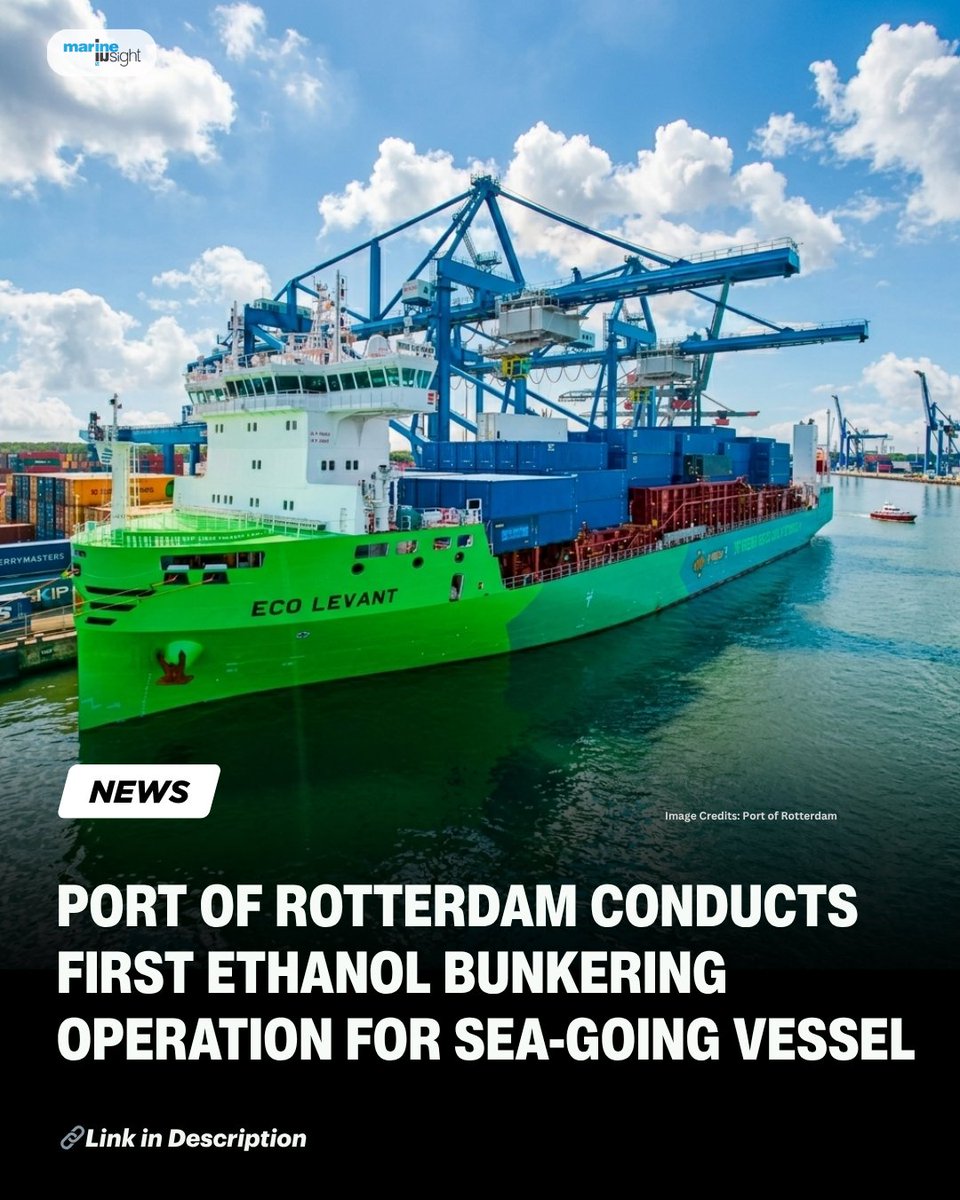 MarineInsight's tweet photo. Port Of Rotterdam Conducts First Ethanol Bunkering Operation For Sea-Going Vessel

Read Full News Here 👉 https://t.co/49zjd2aIV6

#rotterdam #Ethanol #seafarer #MarineInsight #MarineInsight #Merchantnavy #Merchantmarine #MerchantnavyShips https://t.co/Zgu61QWUIn
