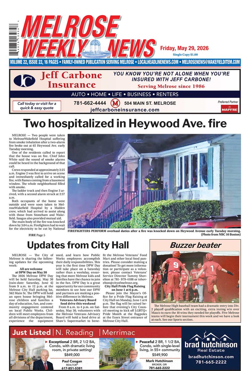 MelroseWeekly's tweet photo. This week's front page https://t.co/yhXDCocX07 #melroseweeklynews#MelroseMA https://t.co/wXIsQ75h8h