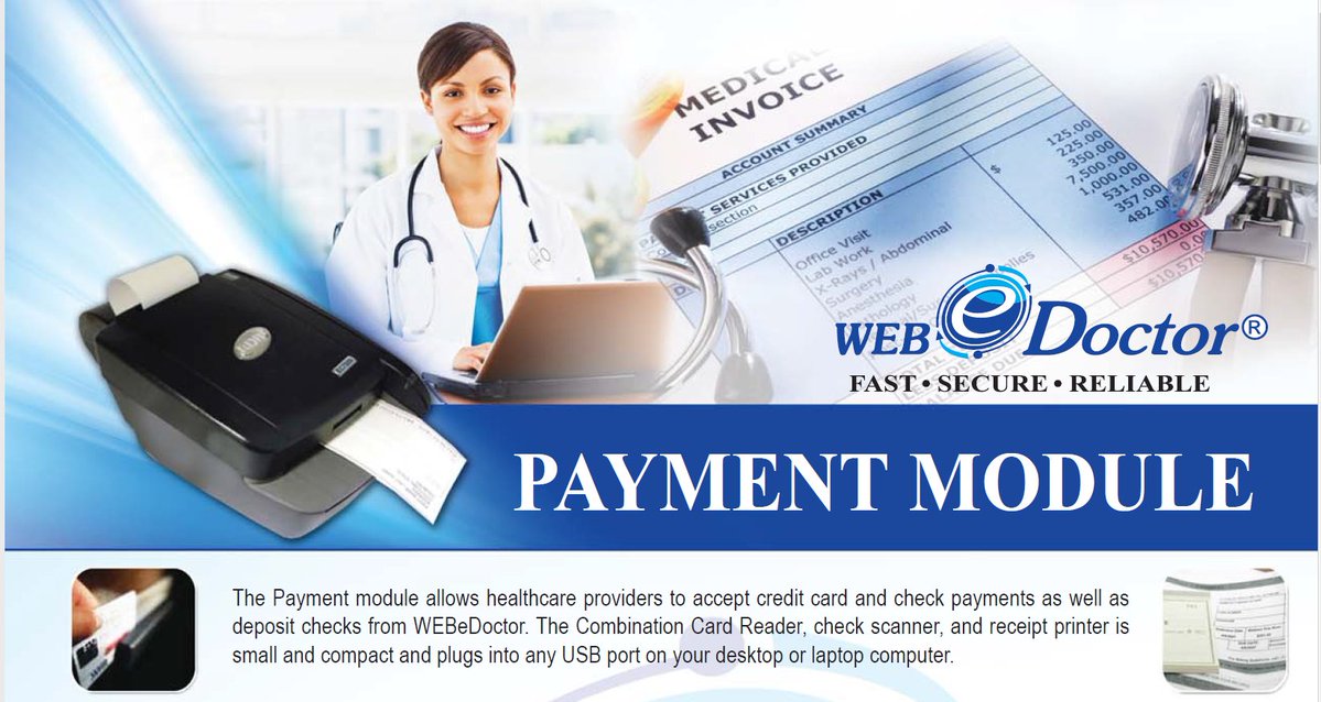 webedoctor's tweet photo. Improve your office work flow and productivity with WEBeDoctor® Payment module 
Call us at 714-990-3999 to set up a 15-day free trial to try all of our services. https://t.co/wGHBbEYcuq