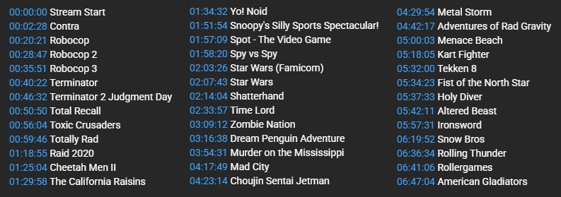 1upjohn's tweet photo. My #NES Stream is now on YouTube with time stamps for each game! https://t.co/W1MRhe6G6h https://t.co/OBEnDGVBiq