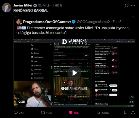 ClownWorldFix's tweet photo. @Awk20000 By mainstream if you mean gay journalists writing puff pieces, yes, you are the one mainstream, Hasan.
BTW, early this year,
Vice President of USA, reposted Asmongold.
President of Argentina, posted Asmongold.
Leader of Restore Britain, tagged Asmongold. https://t.co/A9kruWk3HM