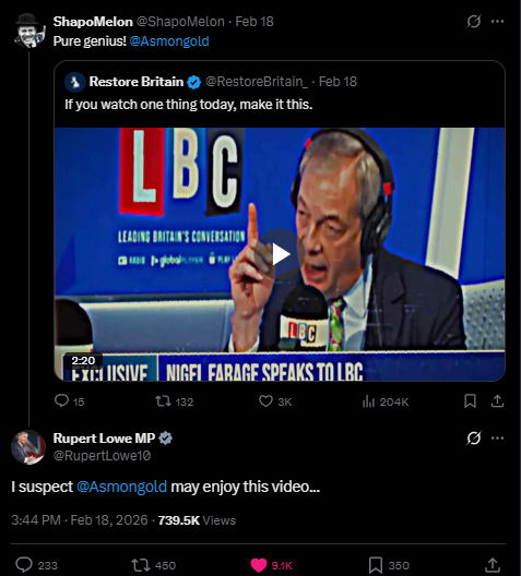 ClownWorldFix's tweet photo. @Awk20000 By mainstream if you mean gay journalists writing puff pieces, yes, you are the one mainstream, Hasan.
BTW, early this year,
Vice President of USA, reposted Asmongold.
President of Argentina, posted Asmongold.
Leader of Restore Britain, tagged Asmongold. https://t.co/A9kruWk3HM
