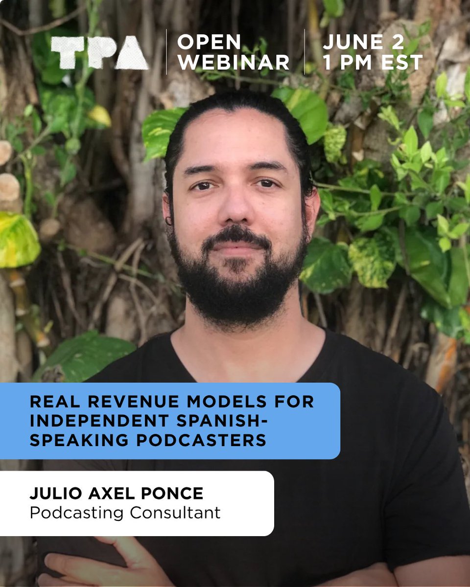 podcastacademy's tweet photo. Want to monetize your podcast but not sure what actually works for Spanish-speaking audiences?

Join us for an open webinar with Julio Axel Ponce on Real Revenue Models for Independent Spanish-Speaking Podcasters and learn practical strategies for sustainable growth, audience ownership, and choosing the right revenue model for your stage.

📅 June 2
🕐 1 PM EST
🌎 Open to All
🔗 https://t.co/grNCFFtfFe

Register now through the link in bio or our website!

#ThePodcastAcademy #Podcasting #PodcastCommunity #SpanishPodcasts #IndependentPodcasters #PodcastGrowth #PodcastMonetization #TPA