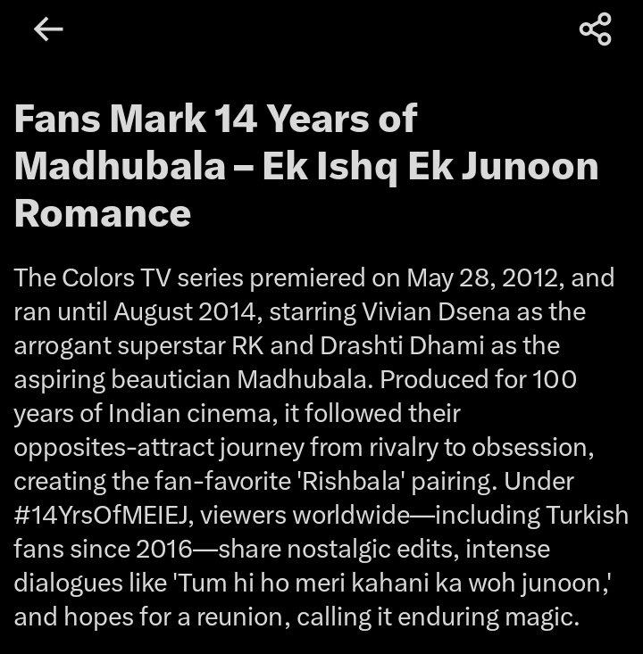 VivianDsena_fc_'s tweet photo. 3 different headlines within just a few hours after 14 years… ❤️✨

That’s not nostalgia anymore, that’s legacy.

RishBala truly remains unforgettable worldwide 🤍

#14YrsOfMEIEJ

14 YRS OF ETERNAL RISHBALA https://t.co/aPeXNQZAuu