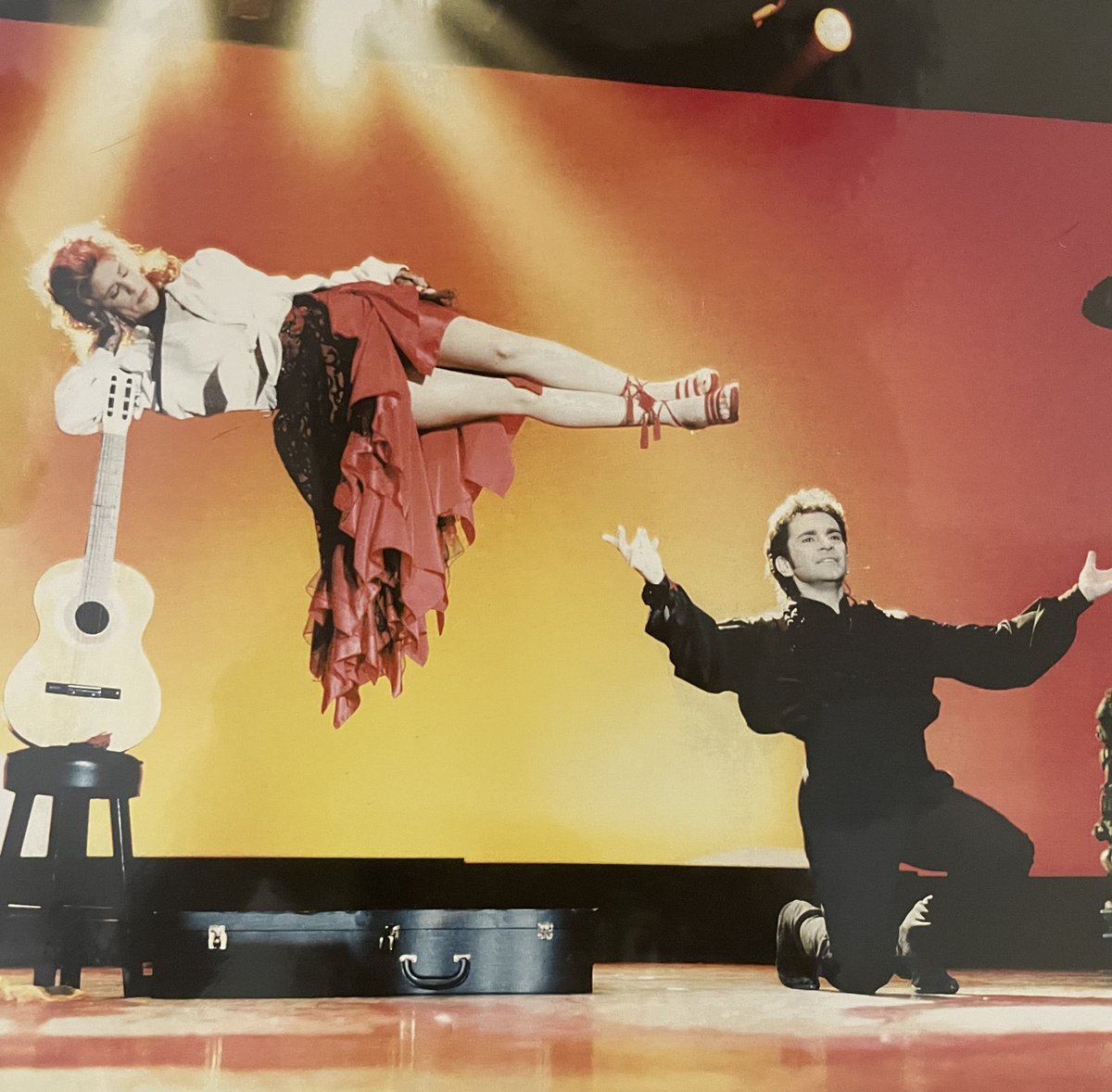 HarpersPr's tweet photo. My "degree" wasn’t earned in a classroom. It was forged in the Earth School of Life. For 13 years, I traveled the world as the creative director and producer behind our global illusion show [3]. Joe Devlin and I created the "Guitar Suspension," making us famous among our peers. https://t.co/pL6w7YrclR