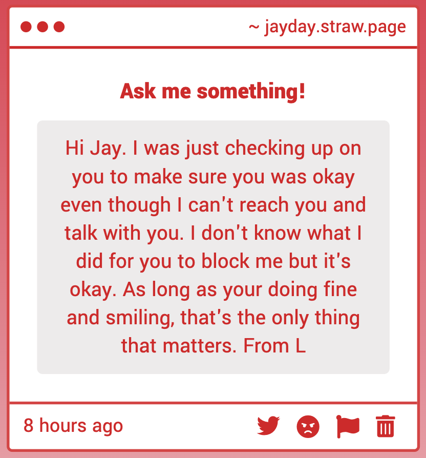 jayday_daima's tweet photo. I genuinely have no idea who you are...give me like a full username and then I can tell you https://t.co/N6QVEB3eso