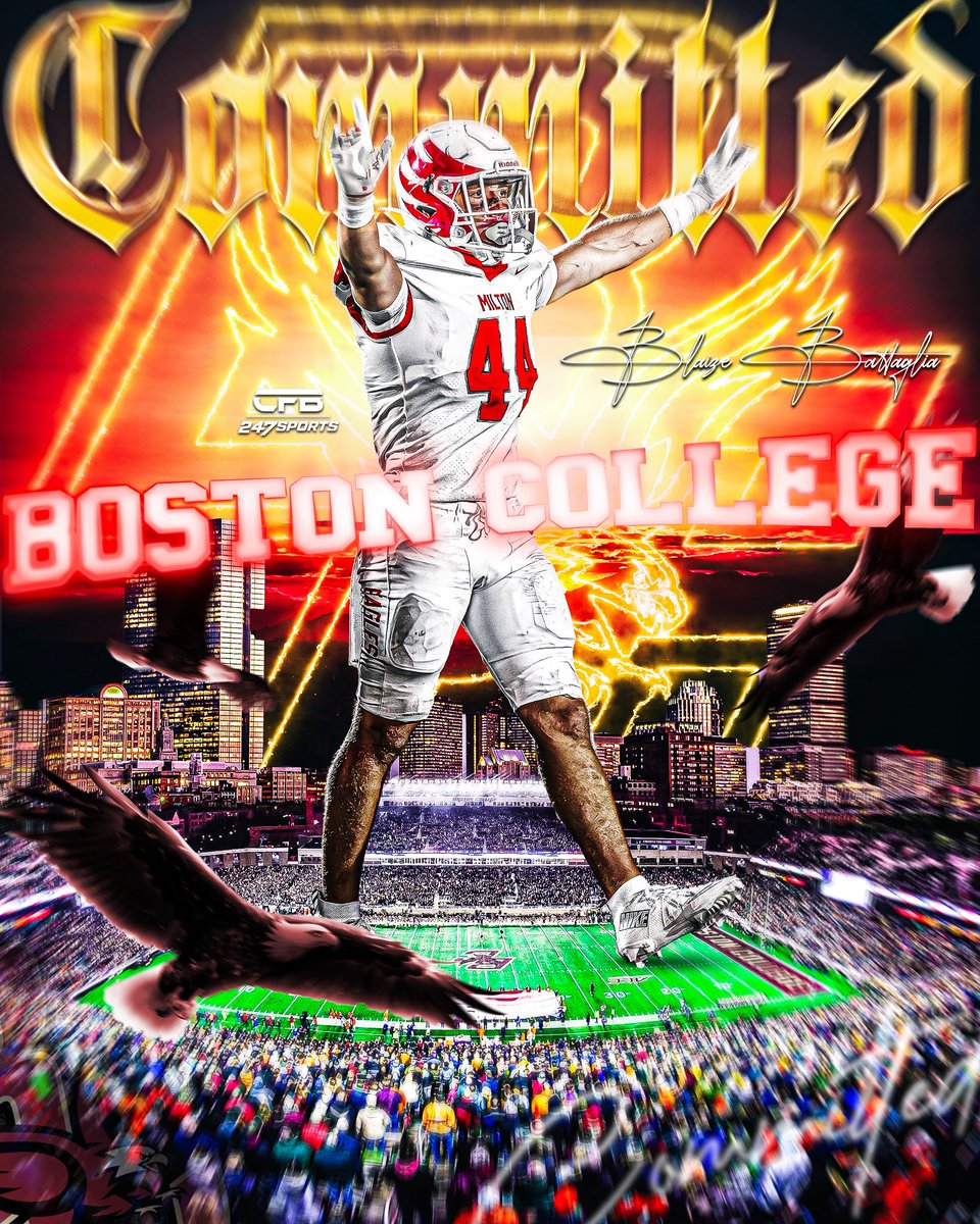 CfbRalb's tweet photo. BREAKING: ELITE (‘27) LB Blaize Battaglia is committing to play for @bcfootball, he tells @247sports.
-
Battaglia attends Milton HS in GA. He chose Boston College over schools like Kansas and Maryland.
-
Welcome Blaize home BC fans! 🦅 https://t.co/2iRv55N5aC