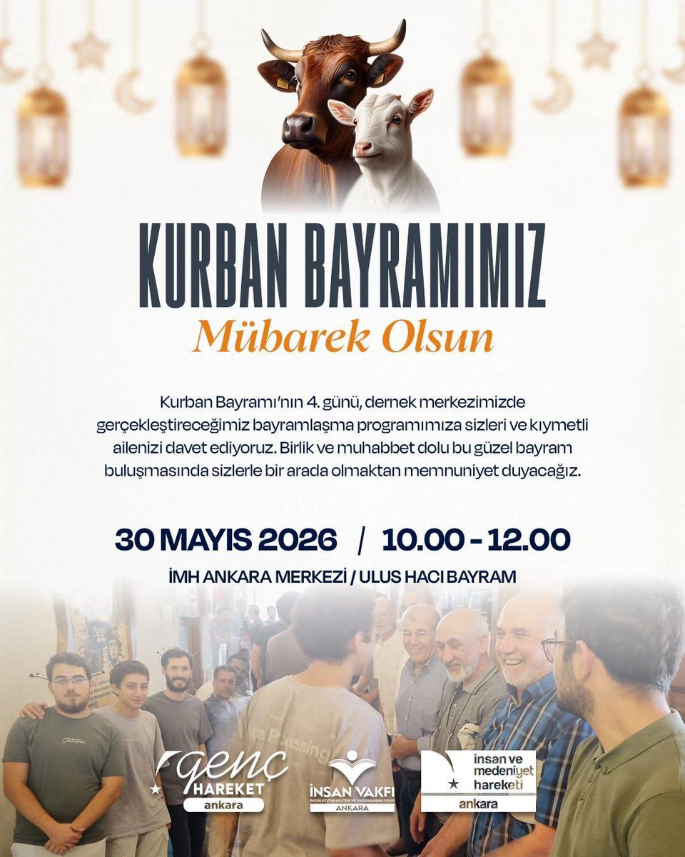 genchareket06's tweet photo. BAYRAMLAŞALIM

Bayramın 4. günü dernek merkezimizde gerçekleştireceğiz bayramlaşma programına aileniz ile bekliyoruz.
Görüşebilmek dileğiyle... https://t.co/9PrVfXtSjz