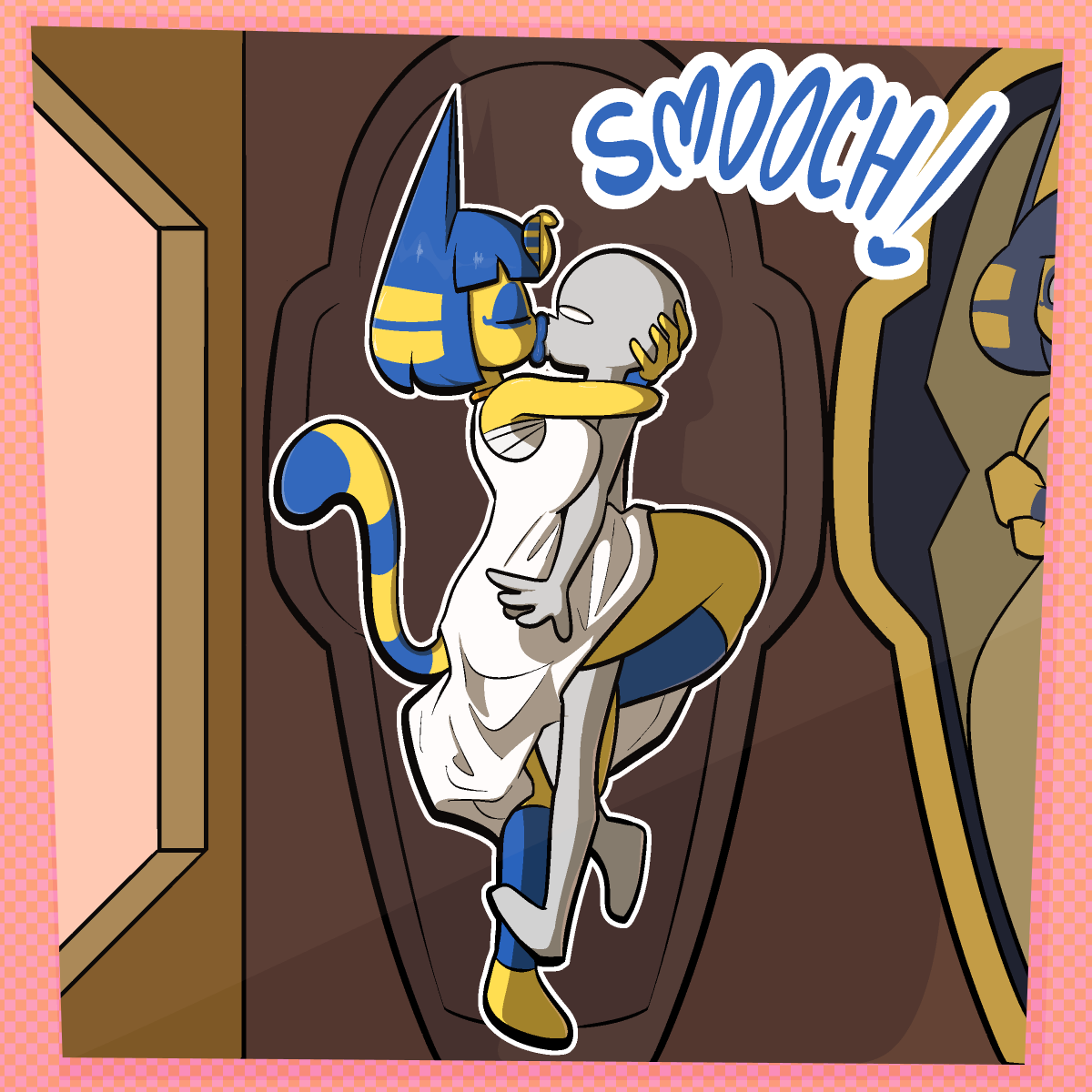 LeMK210's tweet photo. Another big Comm for @Refresher_124 
This time featuring Ankha smooching an anon
You can't never escape from the funny dance cat 😼 https://t.co/KPksK0q2d8