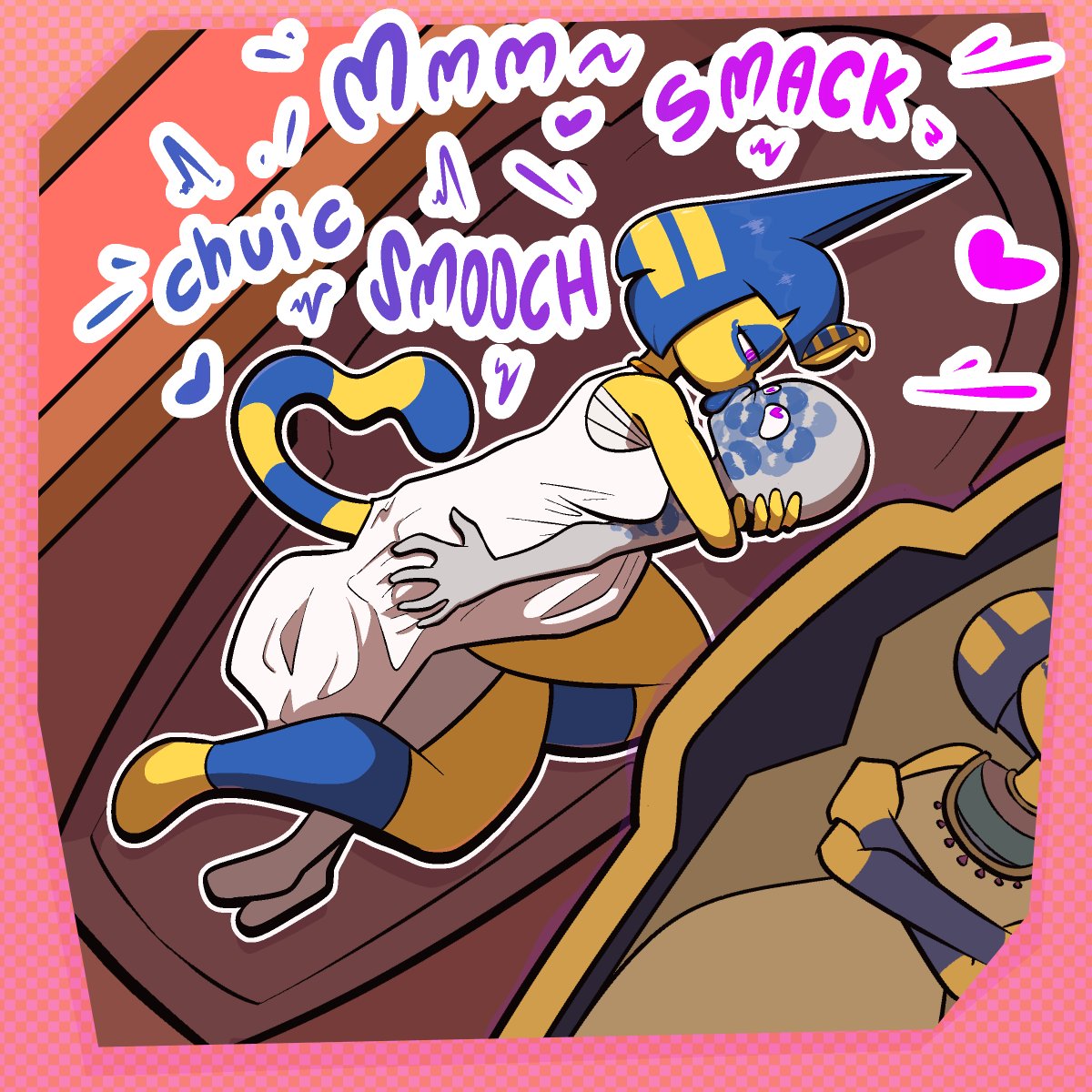 LeMK210's tweet photo. Another big Comm for @Refresher_124 
This time featuring Ankha smooching an anon
You can't never escape from the funny dance cat 😼 https://t.co/KPksK0q2d8