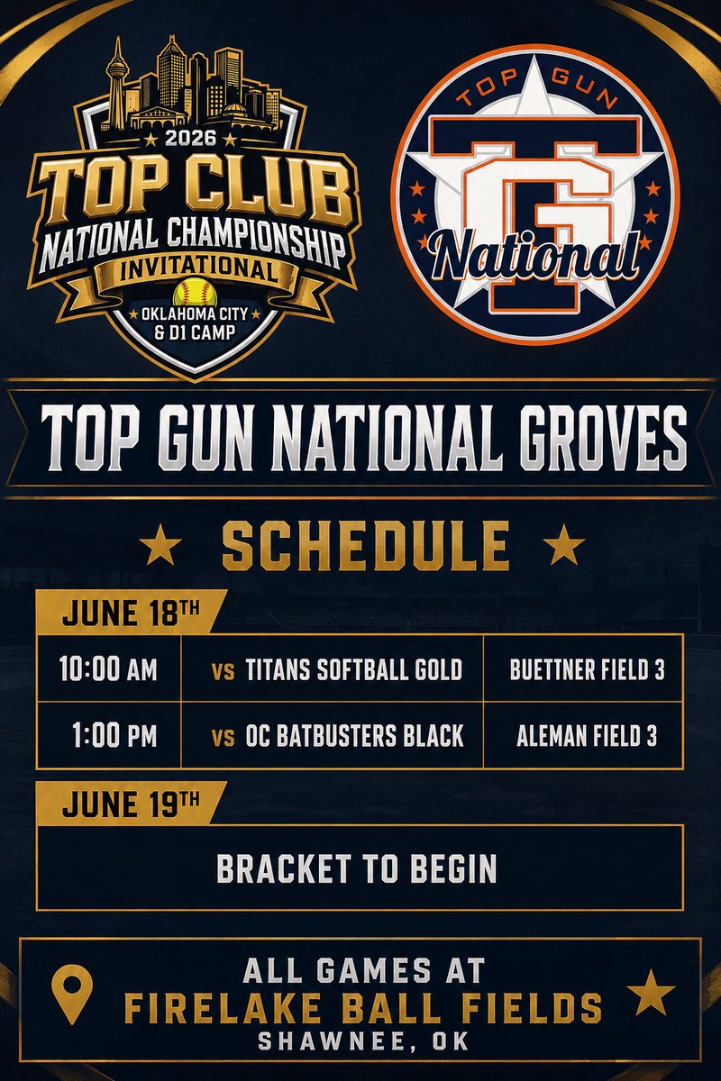 TGNatGroves's tweet photo. A new adventure starts for us on June 18th in Oklahoma City, OK. Lets go! @TCNfastpitch @TGA_Turner @TGASciara https://t.co/PhWoQ9XLXQ